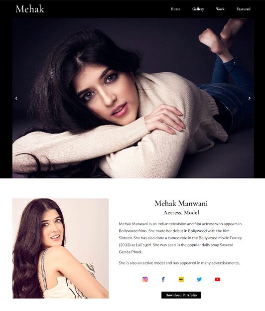 Fashion Model and Actress Demo Website