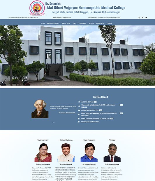 Homeopathic College Website_Atal Bihari Vajpayee Homeopathic College